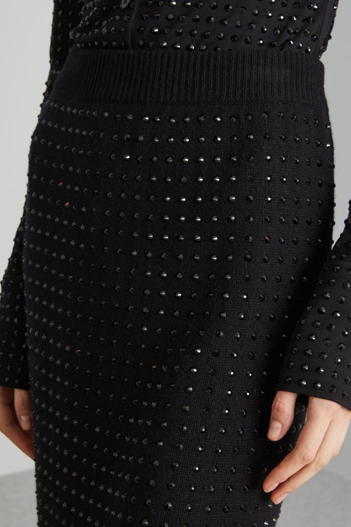 Rhinestone-detail knit fabric skirt Intrend - 4