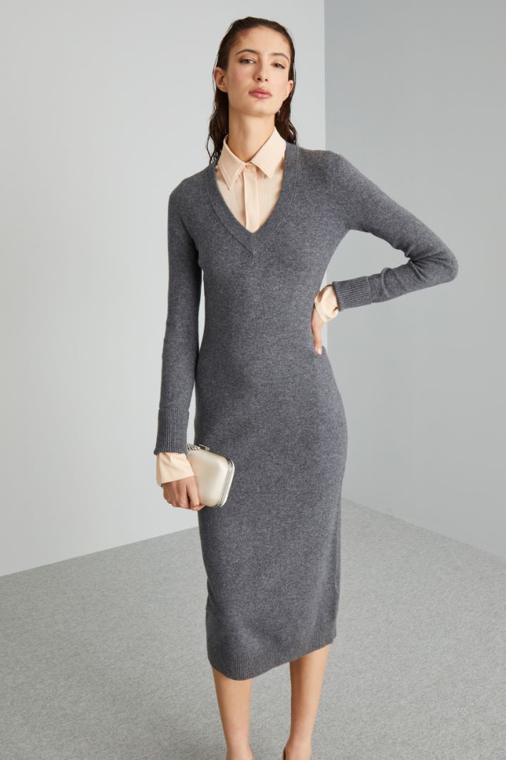 Slim-fit cashmere-blend dress Intrend - 3