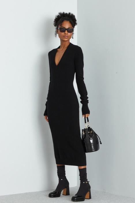 Vestido entallado en mezcla de cachemira