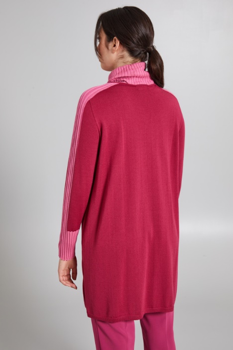 Cárdigan bicolor, de mezcla de lana