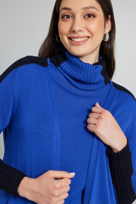 Cardigan bicolor in misto lana