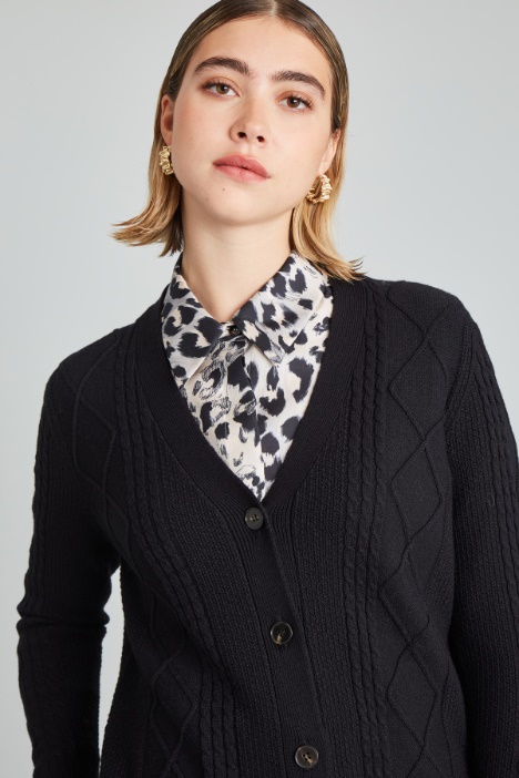 Cardigan lavorato a rilievo