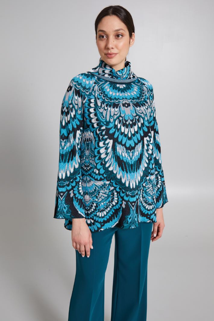 Flared jacquard sweater Intrend - 3