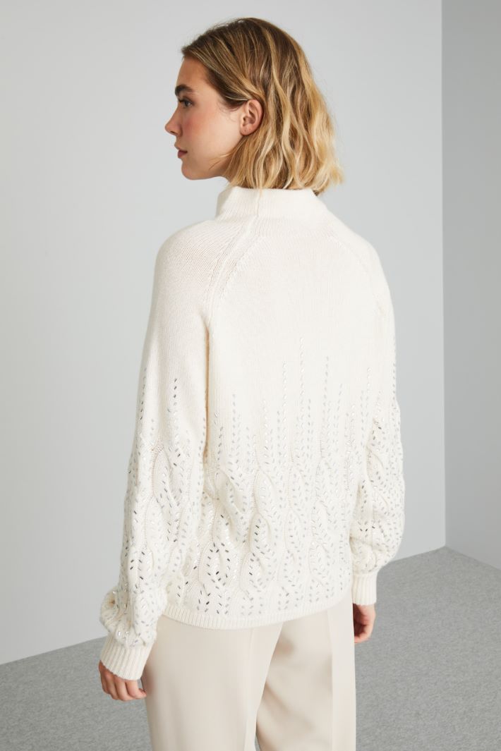 Cable-knit sweater with rhinestones Intrend - 2