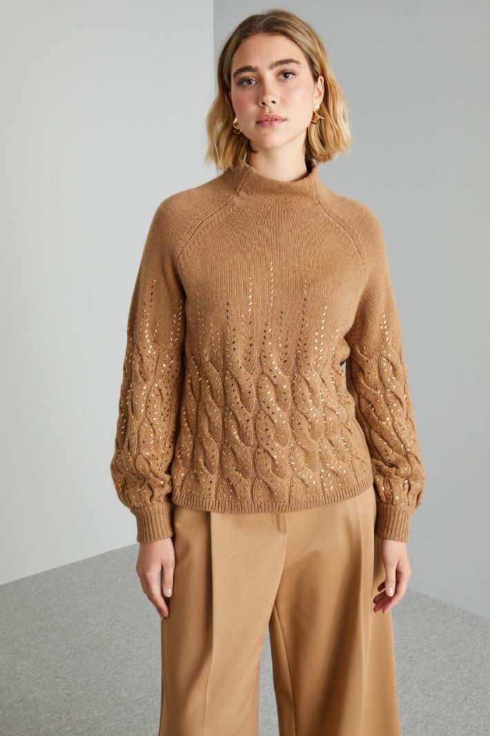 Cable-knit sweater with rhinestones Intrend - 3