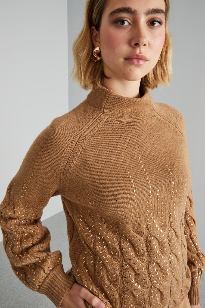 Cable-knit sweater with rhinestones Intrend - 4