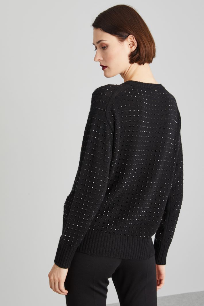 Oversized rhinestone appliqué-detail sweater Intrend - 2