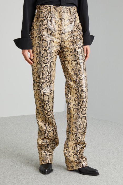 Pantalone in pelle stampa pitone Intrend - 2