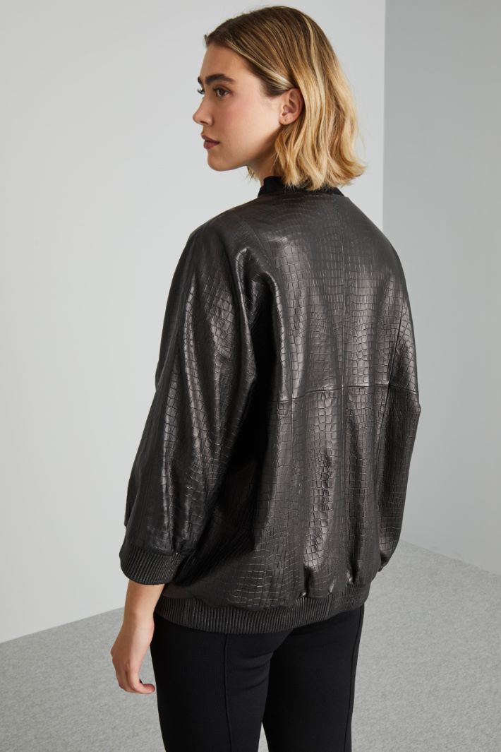 Reptile-print leather bomber jacket Intrend - 2