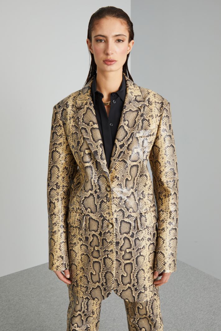 Python-print leather blazer Intrend - 3