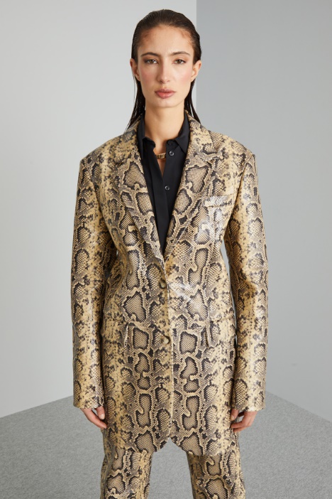 Python-print leather blazer Intrend