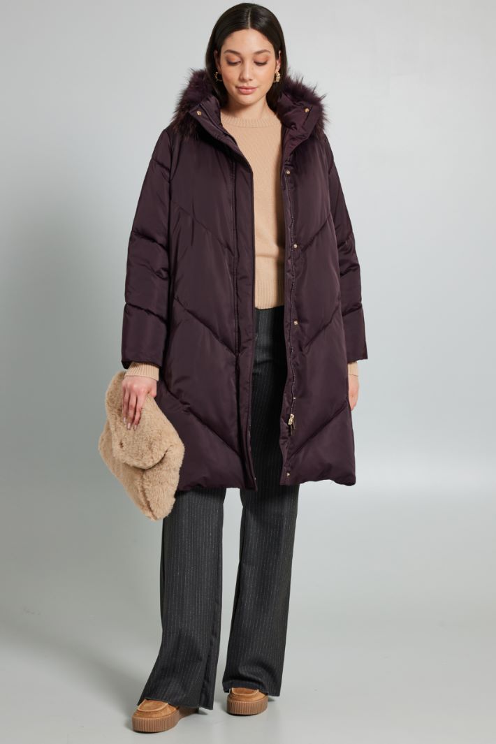 Padded jacket with fur-trimmed collar Intrend