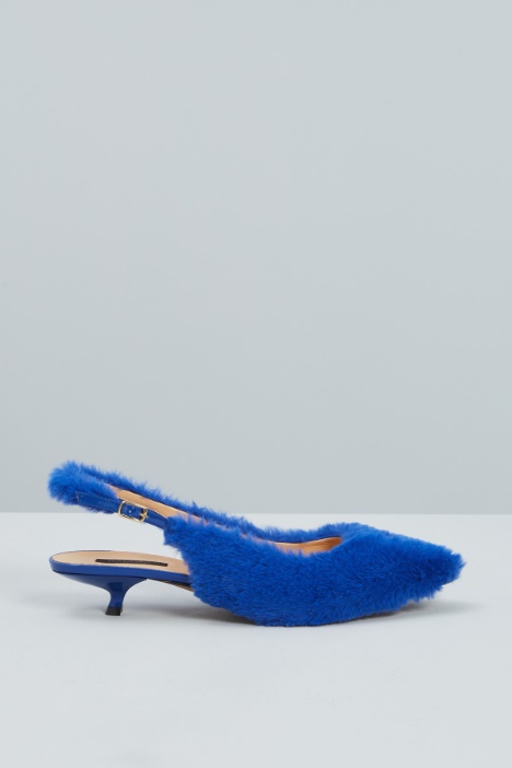 Fur effect slingback court shoes Intrend