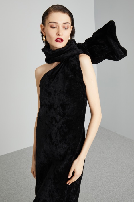 Abito monospalla in velluto