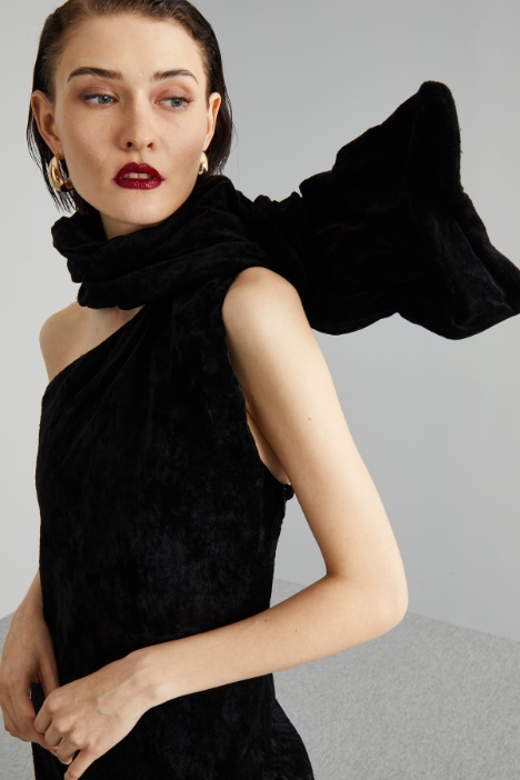 Abito monospalla in velluto