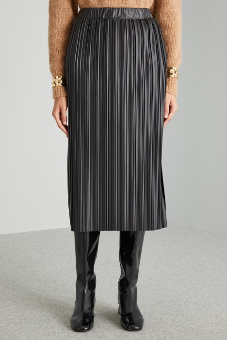 Gonna in jersey spalmato plissé