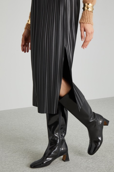 Gonna in jersey spalmato plissé