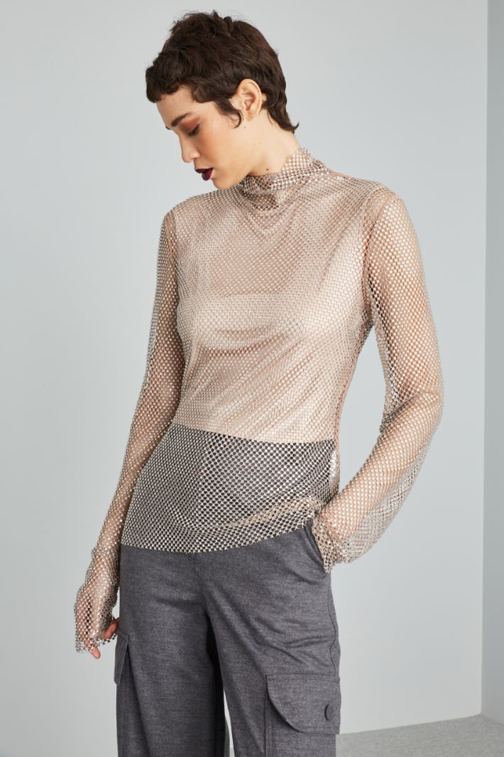 Mesh top with rhinestones Intrend - 3