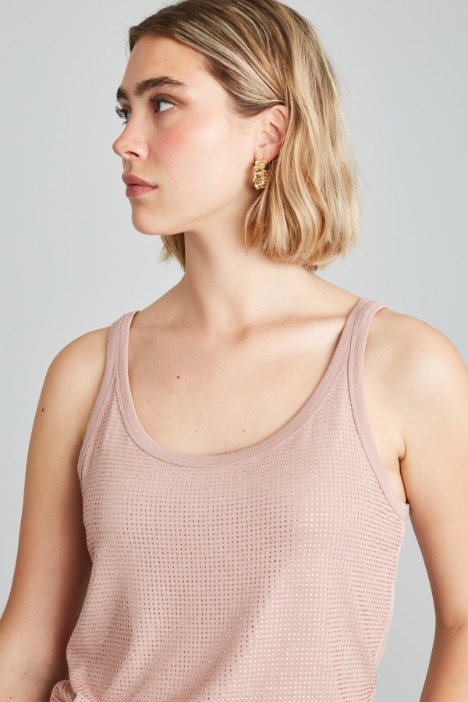 Canotta in jersey con strass