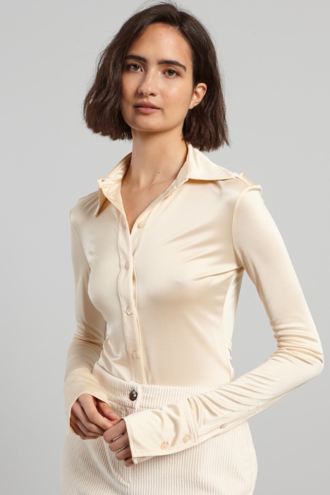 Body a camicia in jersey