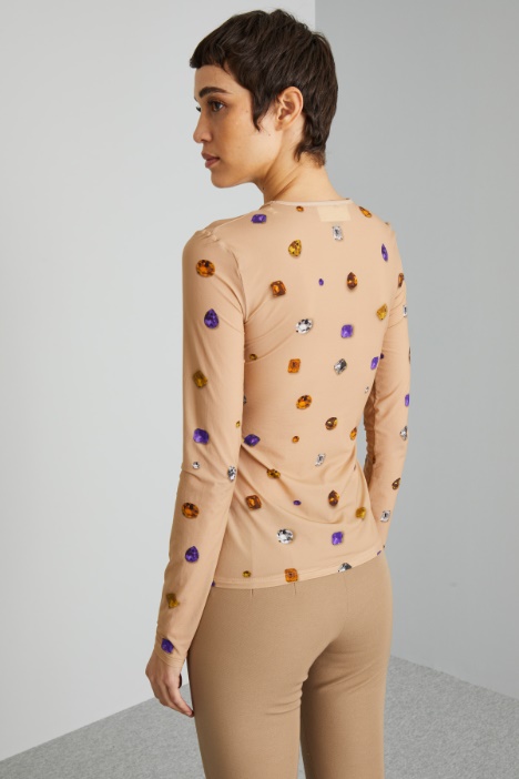 Top in jersey calza stampato