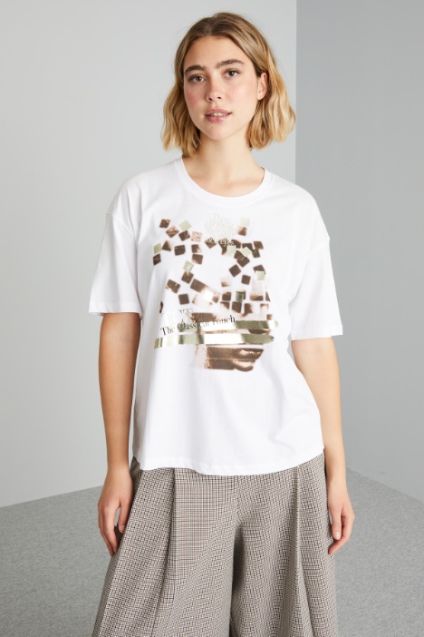 Print-adorned jersey T-shirt Intrend