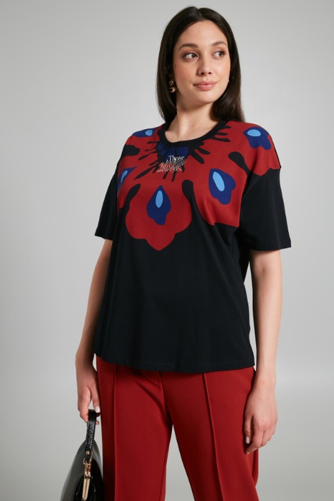 Print-adorned jersey T-shirt Intrend