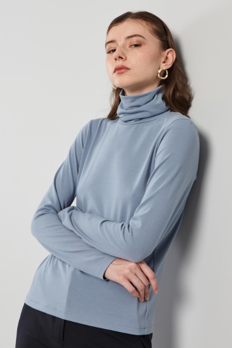 Stretch jersey polo-neck sweater Intrend