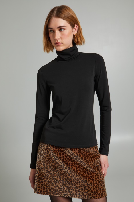 Stretch jersey polo-neck sweater Intrend