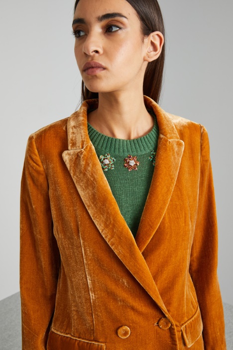 Blazer de botonadura doble, de felpa