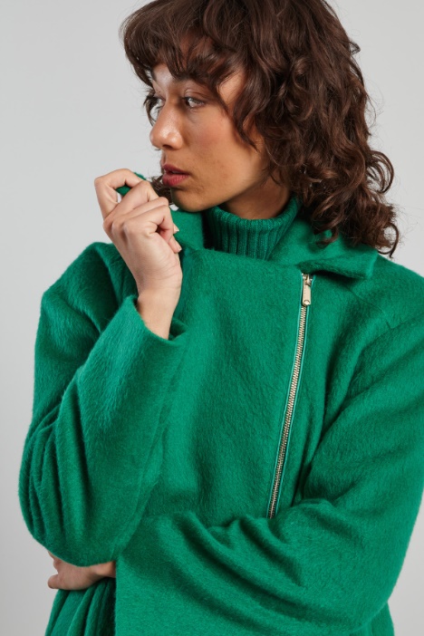 Giaccone stile biker in beaver