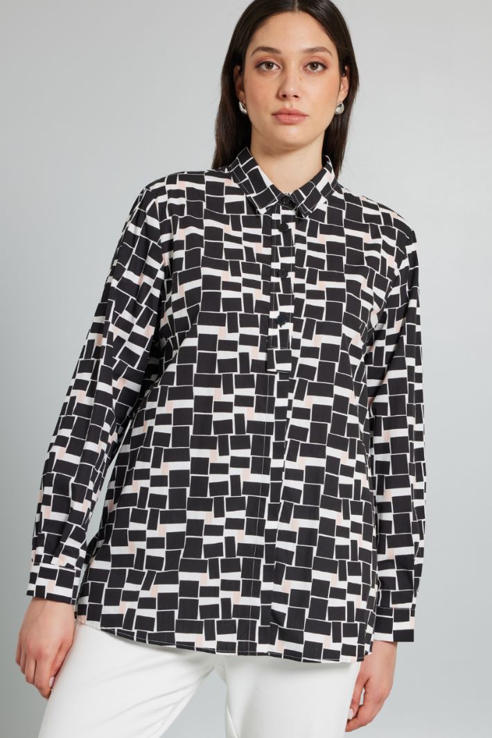 Printed poplin shirt Intrend - 3