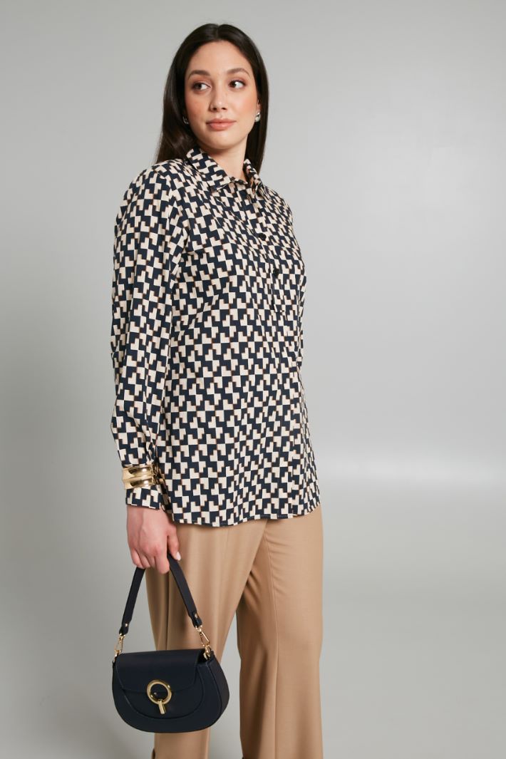 Printed poplin shirt Intrend - 3