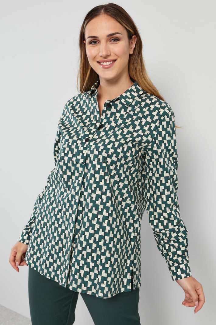 Printed poplin shirt Intrend - 3