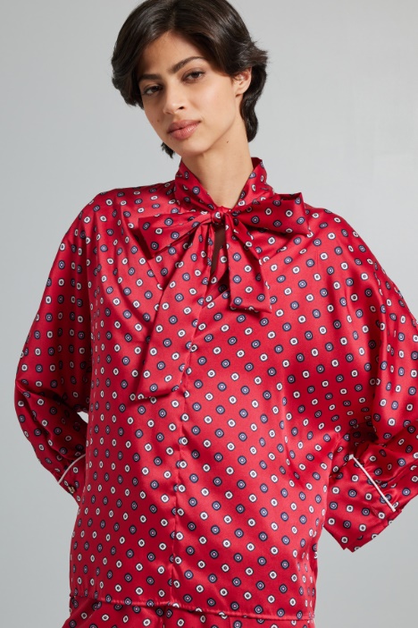 Foulard-embellished twill blouse Intrend