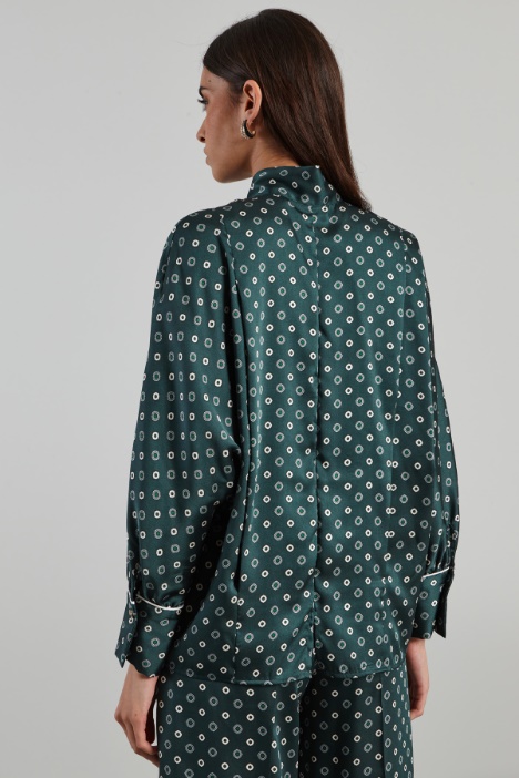 Blusa in twill con foulard