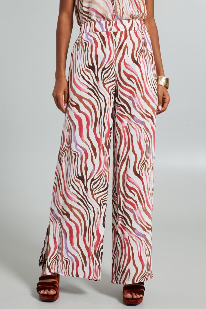 Printed fil-coupé trousers Intrend - 3