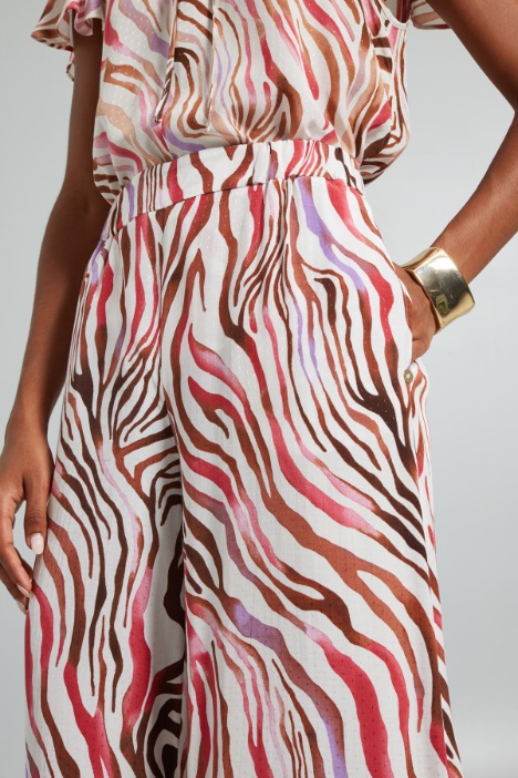 Pantaloni in fil coupè stampati