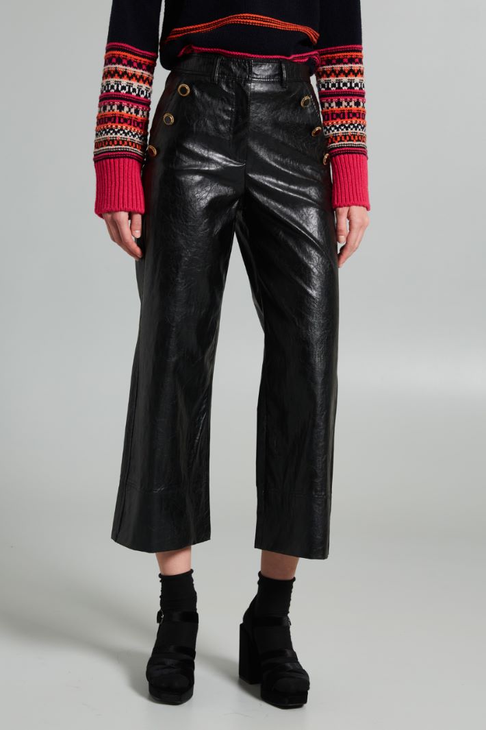 Flared faux leather trousers Intrend - 3