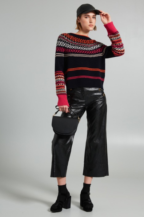 Flared faux leather trousers Intrend