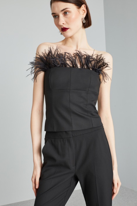 Feather-embellished bustier top Intrend