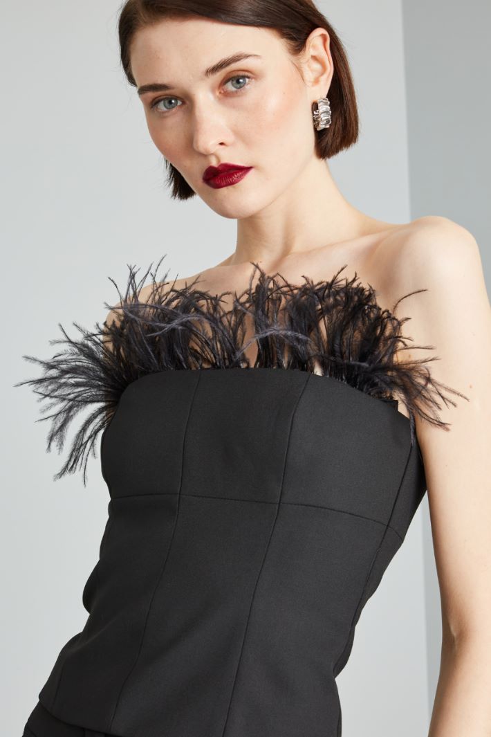 Feather-embellished bustier top Intrend - 4