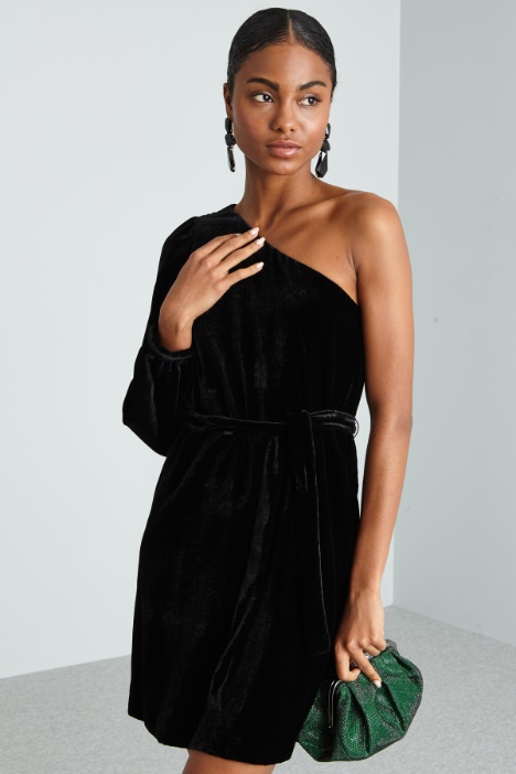 Abito monospalla in velluto