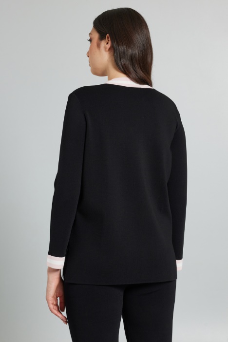 Cardigan con profili ad intarsio