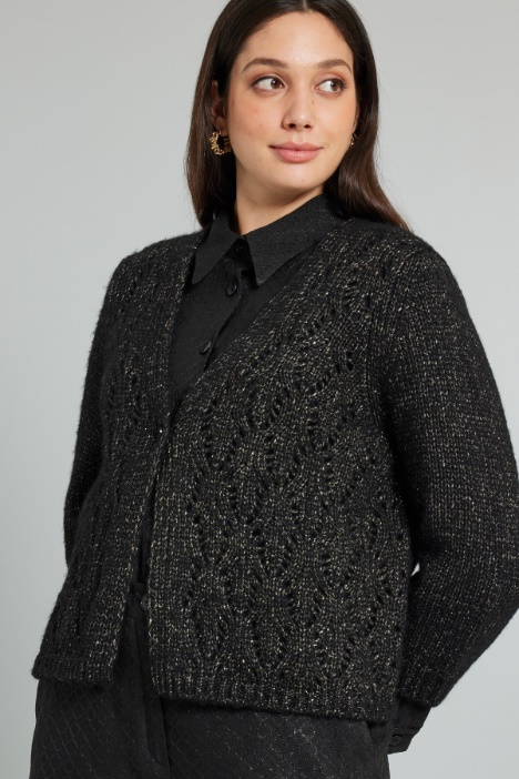 Openwork lurex cardigan Intrend