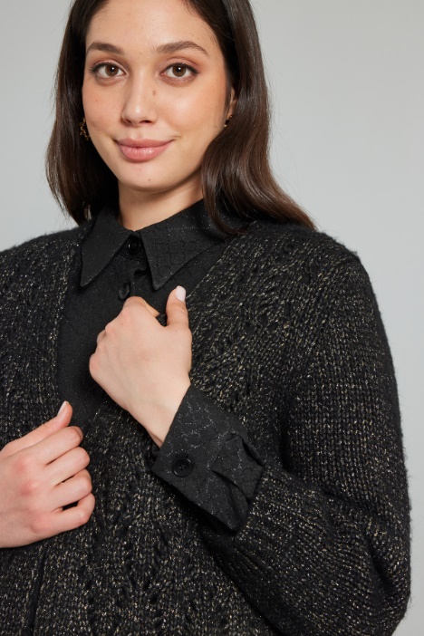 Cardigan traforato lamè