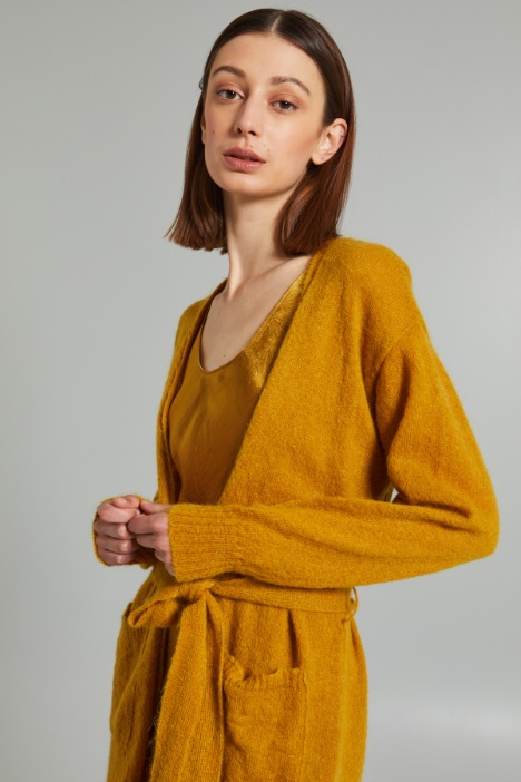 Cardigan lungo con cintura