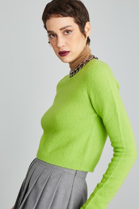 Maglia cropped in lana