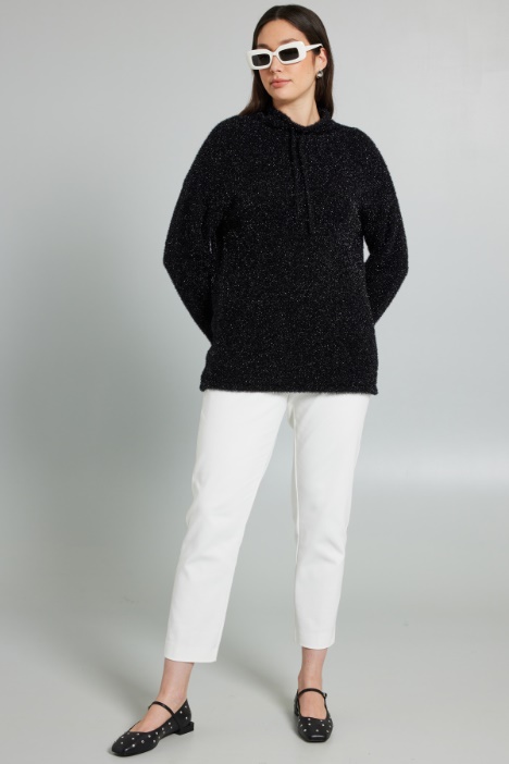 Lurex yarn sweater with drawstring Intrend