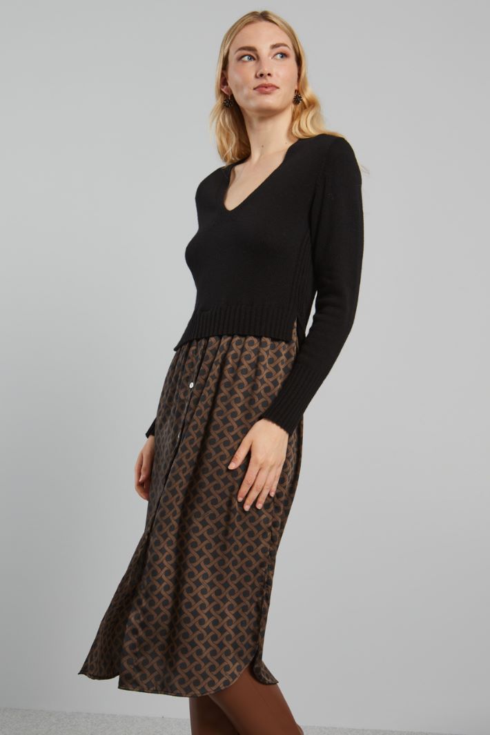 Knit and twill dress Intrend - 3